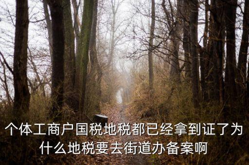 為什么要到國(guó)稅地稅備案，個(gè)體工商戶國(guó)稅地稅都已經(jīng)拿到證了為什么地稅要去街道辦備案啊