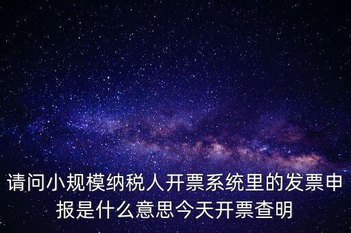 請(qǐng)問小規(guī)模納稅人開票系統(tǒng)里的發(fā)票申報(bào)是什么意思今天開票查明
