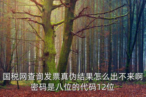 國(guó)稅局發(fā)票真?zhèn)尾樵兠艽a是什么，國(guó)稅網(wǎng)查詢發(fā)票真?zhèn)谓Y(jié)果怎么出不來啊密碼是八位的代碼12位