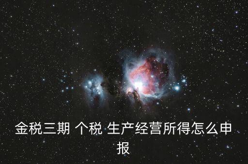 金三個稅如何申報，金稅三期 個稅 生產經營所得怎么申報