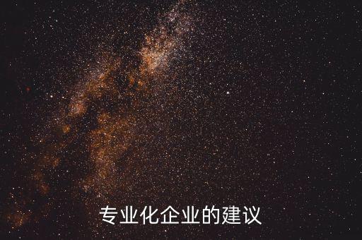 專(zhuān)業(yè)化企業(yè)的建議