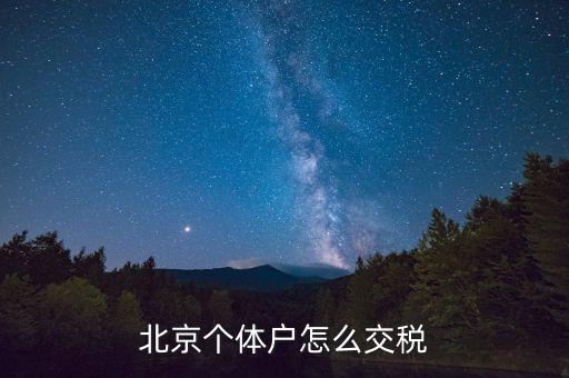 北京個體工商戶如何繳稅，北京個體戶怎么交稅