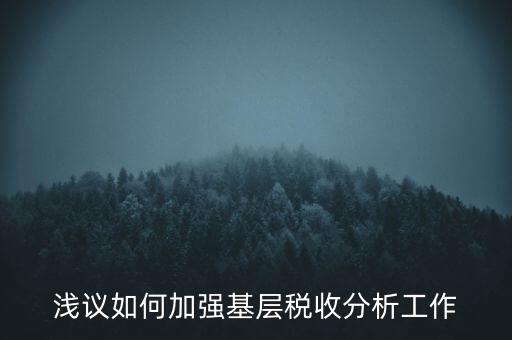 如何搞好稅收科研，淺議如何加強基層稅收分析工作