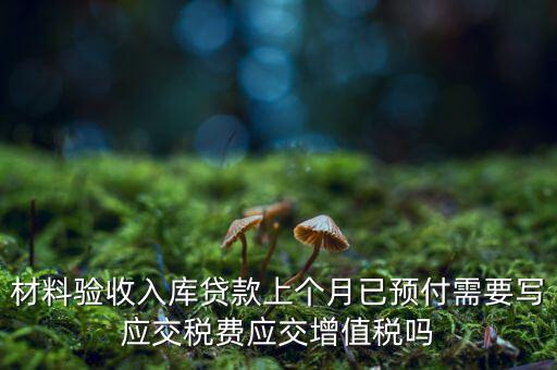 材料驗(yàn)收入庫貸款上個月已預(yù)付需要寫應(yīng)交稅費(fèi)應(yīng)交增值稅嗎