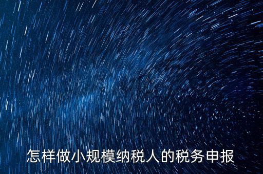 小規(guī)模納稅人水利基金如何申報，怎樣做小規(guī)模納稅人的稅務申報