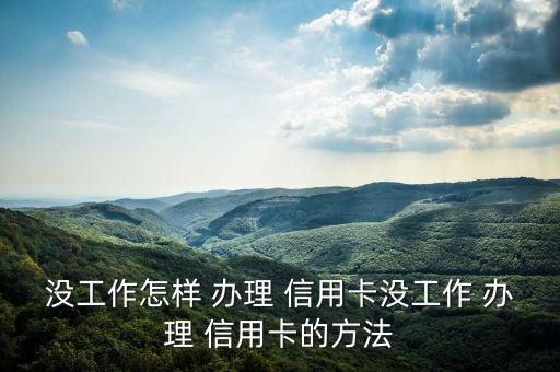 沒有工作怎么辦理信用卡,如何申請(qǐng)信用卡和辦理附屬卡?