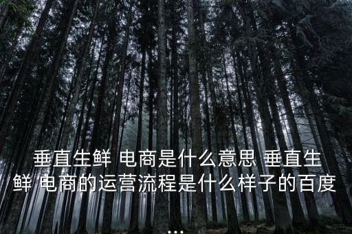  垂直生鮮 電商是什么意思 垂直生鮮 電商的運(yùn)營(yíng)流程是什么樣子的百度...