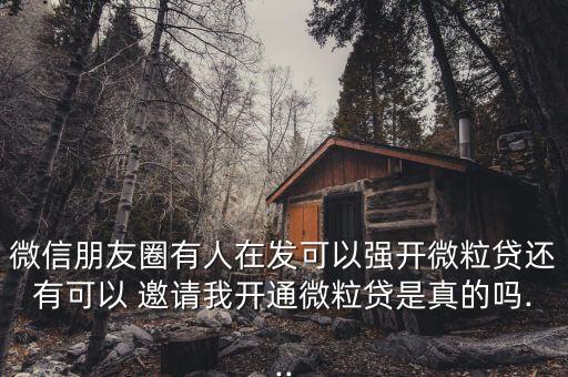 微信朋友圈有人在發(fā)可以強(qiáng)開微粒貸還有可以 邀請(qǐng)我開通微粒貸是真的嗎...