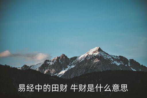 牛牛理財(cái)是什么意思，易經(jīng)中的田財(cái) 牛財(cái)是什么意思