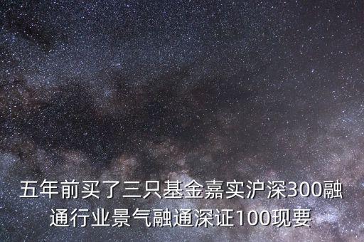 五年前買了三只基金嘉實滬深300融通行業(yè)景氣融通深證100現要