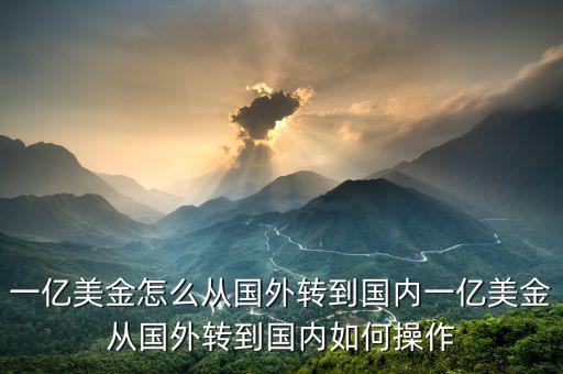 一億美金怎么從國外轉到國內(nèi)一億美金從國外轉到國內(nèi)如何操作