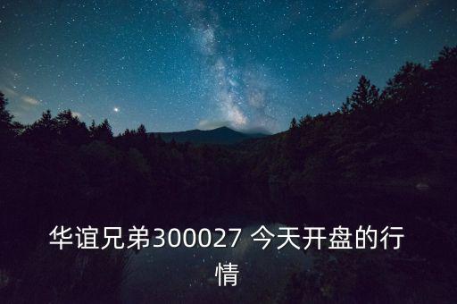 華誼兄弟什么時(shí)候開盤，華誼兄弟300027 今天開盤的行情
