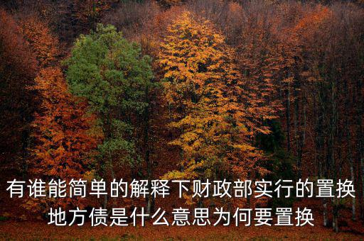 有誰能簡單的解釋下財政部實(shí)行的置換地方債是什么意思為何要置換