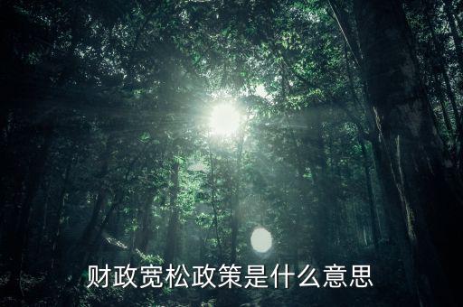 什么是寬松的財政政策，什么是寬松經濟政策