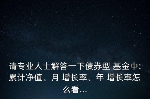 請(qǐng)專業(yè)人士解答一下債券型 基金中:累計(jì)凈值、月 增長(zhǎng)率、年 增長(zhǎng)率怎么看...