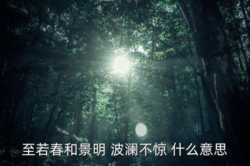 波瀾不驚形容什么，至若春和景明 波瀾不驚 什么意思