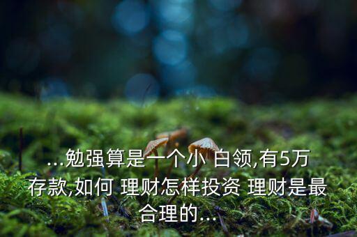 ...勉強算是一個小 白領(lǐng),有5萬存款,如何 理財怎樣投資 理財是最合理的...