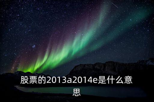 市盈率13a是什么意思，財(cái)務(wù)報(bào)表中13A 14E 是什么意思