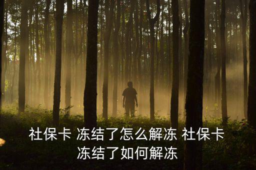  社保卡 凍結(jié)了怎么解凍 社?？?凍結(jié)了如何解凍