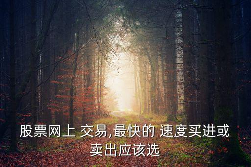 股票網(wǎng)上 交易,最快的 速度買進或賣出應該選