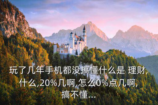 玩了幾年手機(jī)都沒搞懂什么是 理財,什么,20%幾啊,怎么0%點(diǎn)幾啊,搞不懂...