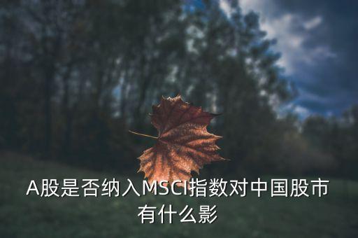 加入明晟指數(shù)有什么用，中國A股納入明晟會有什么影響