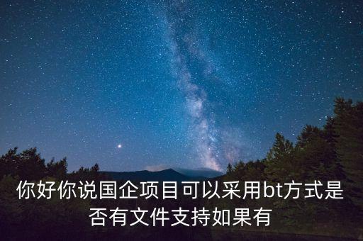 地主項目為什么要引進行央企做bt，你好你說國企項目可以采用bt方式是否有文件支持如果有