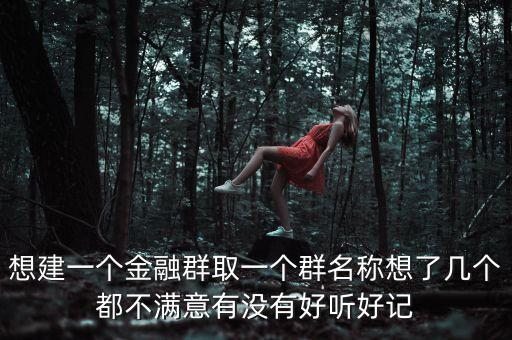 金融微信群取什么名字，想建一個(gè)金融群取一個(gè)群名稱想了幾個(gè)都不滿意有沒(méi)有好聽好記