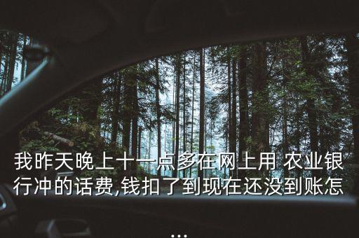 我昨天晚上十一點(diǎn)多在網(wǎng)上用 農(nóng)業(yè)銀行沖的話(huà)費(fèi),錢(qián)扣了到現(xiàn)在還沒(méi)到賬怎...