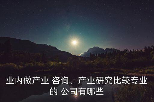 業(yè)內(nèi)做產(chǎn)業(yè) 咨詢、產(chǎn)業(yè)研究比較專業(yè)的 公司有哪些