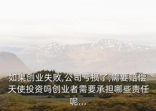 如果創(chuàng)業(yè)失敗,公司虧損了,需要賠償 天使投資嗎創(chuàng)業(yè)者需要承擔(dān)哪些責(zé)任呢...