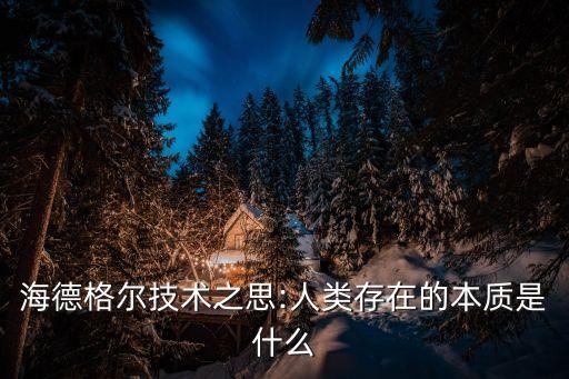 海德格爾技術之思:人類存在的本質是什么