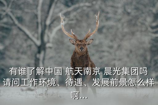 有誰了解中國 航天南京 晨光集團嗎請問工作環(huán)境、待遇、發(fā)展前景怎么樣啊...