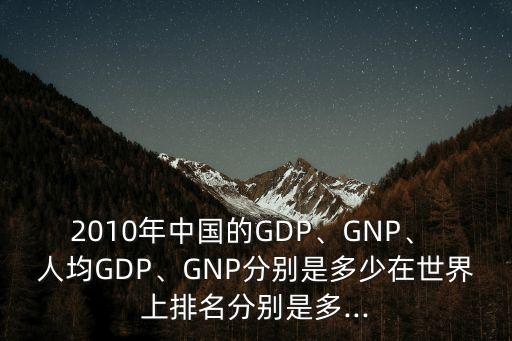 2010年中國(guó)的GDP、GNP、 人均GDP、GNP分別是多少在世界上排名分別是多...