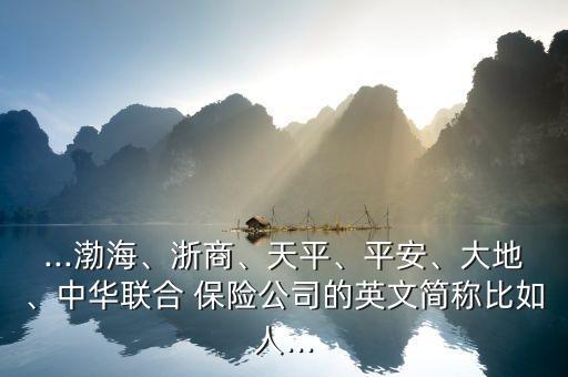 ...渤海、浙商、天平、平安、大地、中華聯(lián)合 保險(xiǎn)公司的英文簡稱比如人...