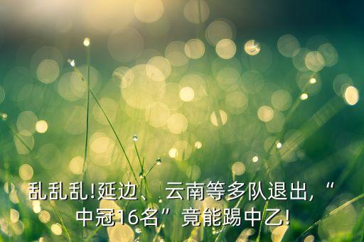 亂亂亂!延邊、 云南等多隊退出,“中冠16名”竟能踢中乙!