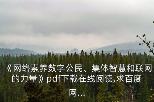 《網(wǎng)絡(luò)素養(yǎng)數(shù)字公民、集體智慧和聯(lián)網(wǎng)的力量》pdf下載在線閱讀,求百度網(wǎng)...