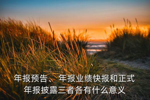  年報預(yù)告、 年報業(yè)績快報和正式 年報披露三者各有什么意義