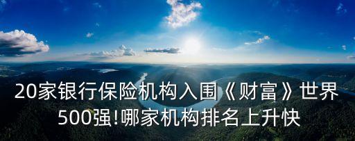 20家銀行保險機構入圍《財富》世界 500強!哪家機構排名上升快