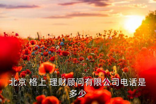 北京 格上 理財(cái)顧問有限公司電話是多少