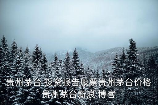 貴州茅臺 投資報(bào)告股票貴州茅臺價格貴州茅臺新浪 博客
