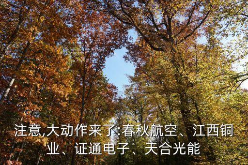 注意,大動(dòng)作來(lái)了:春秋航空、江西銅業(yè)、證通電子、天合光能