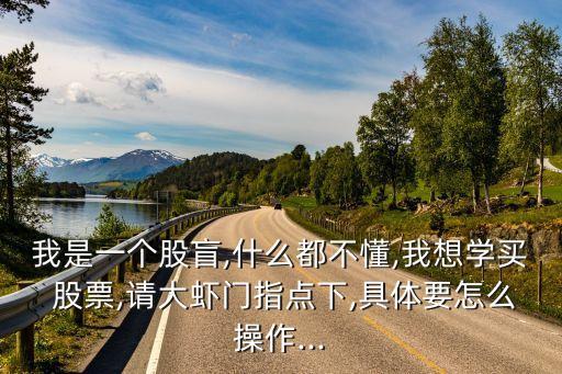 我是一個(gè)股盲,什么都不懂,我想學(xué)買(mǎi) 股票,請(qǐng)大蝦門(mén)指點(diǎn)下,具體要怎么操作...