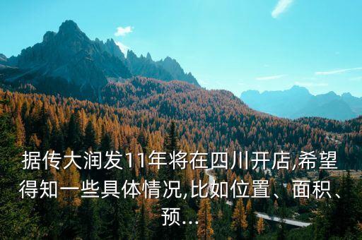 據(jù)傳大潤發(fā)11年將在四川開店,希望得知一些具體情況,比如位置、面積、預...