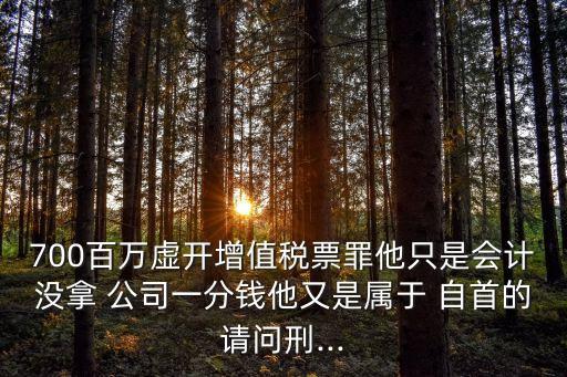 700百萬虛開增值稅票罪他只是會(huì)計(jì)沒拿 公司一分錢他又是屬于 自首的請(qǐng)問刑...