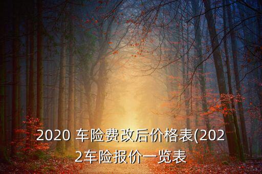 2020 車險(xiǎn)費(fèi)改后價格表(2022車險(xiǎn)報(bào)價一覽表