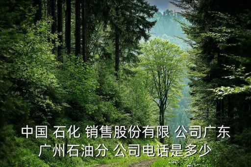 中國(guó) 石化 銷(xiāo)售股份有限 公司廣東廣州石油分 公司電話是多少