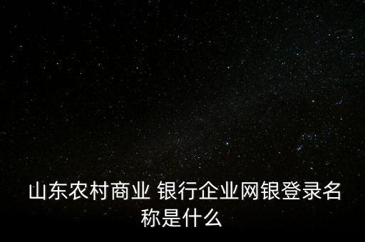  山東農(nóng)村商業(yè) 銀行企業(yè)網(wǎng)銀登錄名稱(chēng)是什么