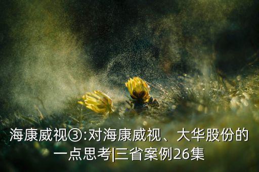 ?？低暍?對(duì)海康威視、大華股份的一點(diǎn)思考|三省案例26集