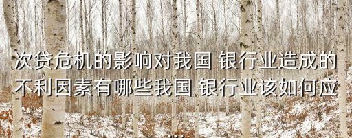 次貸危機的影響對我國 銀行業(yè)造成的不利因素有哪些我國 銀行業(yè)該如何應...